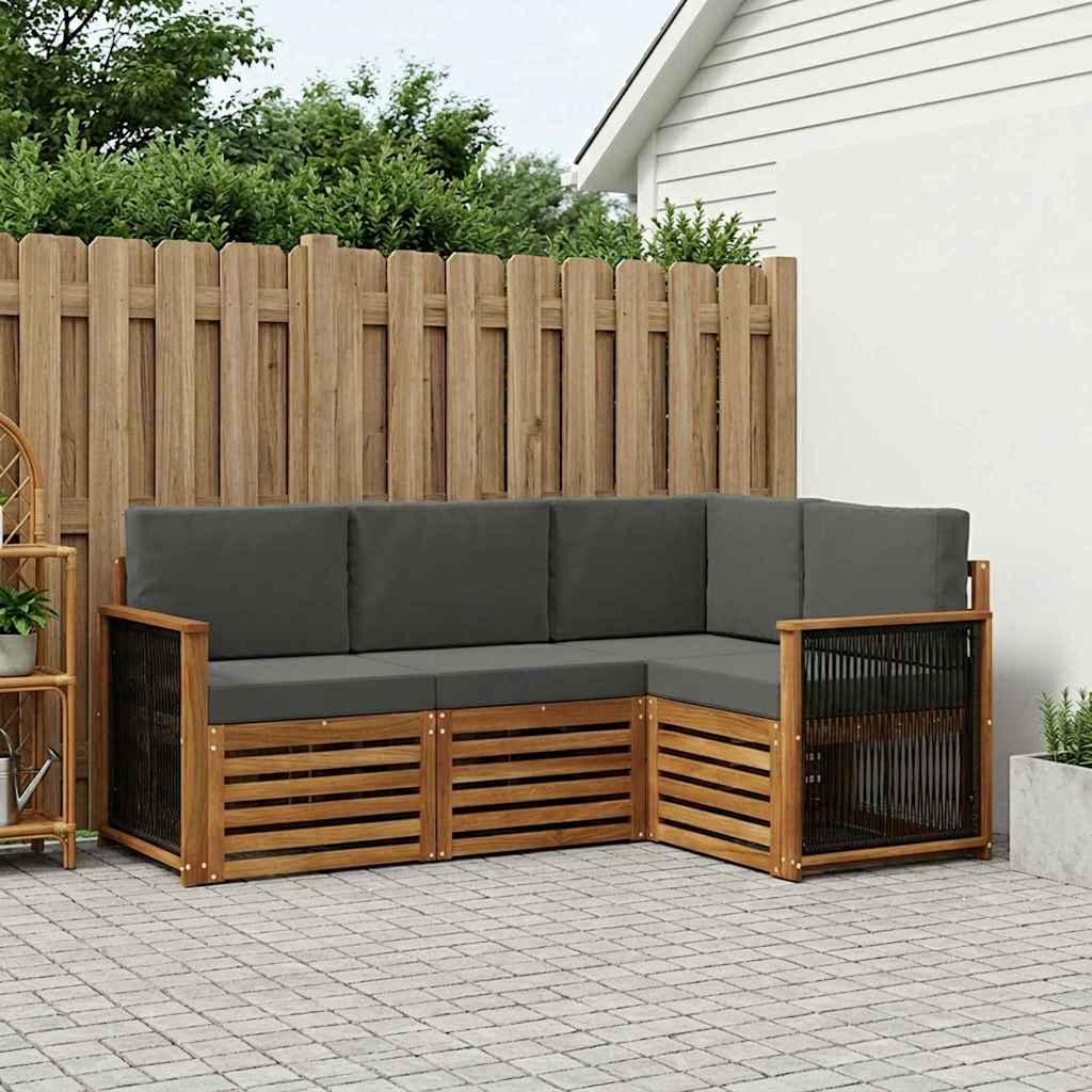 Sofasæt med pude 4 stk Massivt Akacietræ