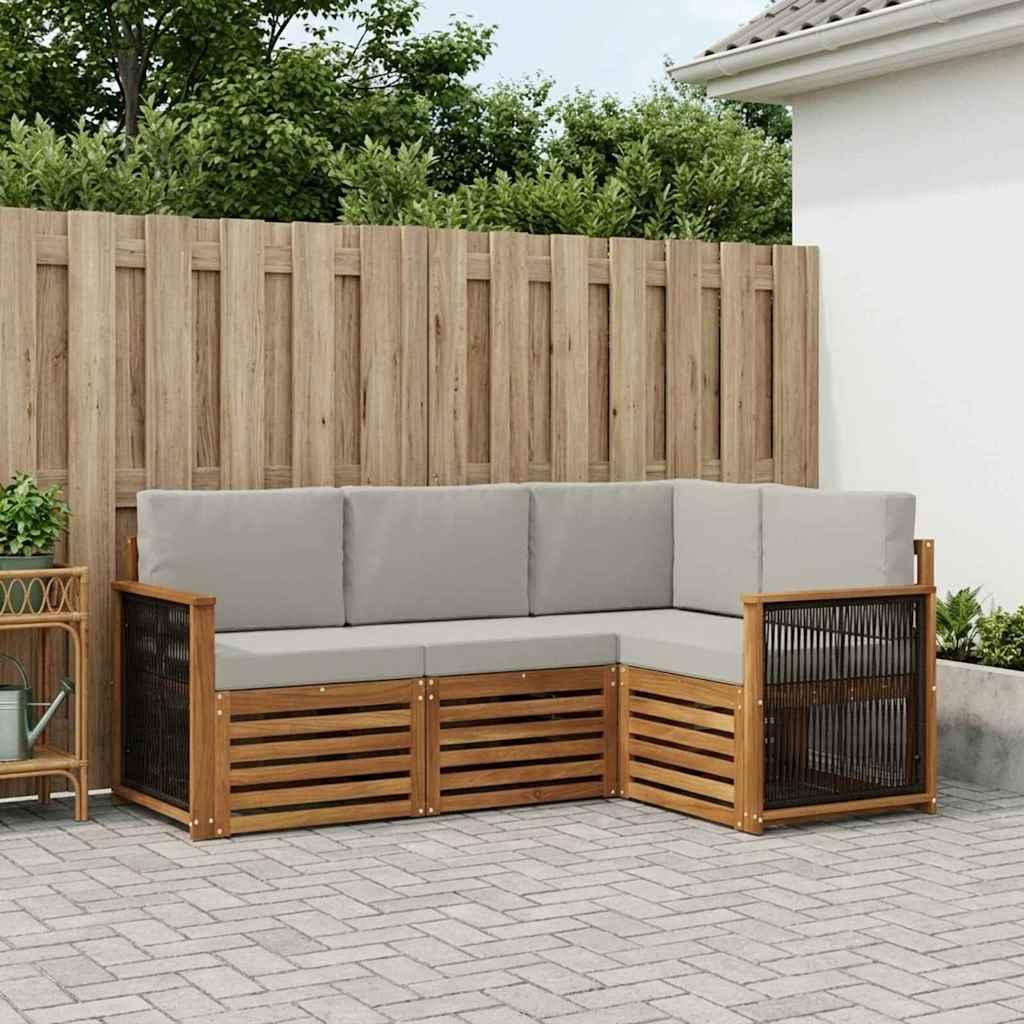 Sofasæt med pude 4 stk Massivt Akacietræ