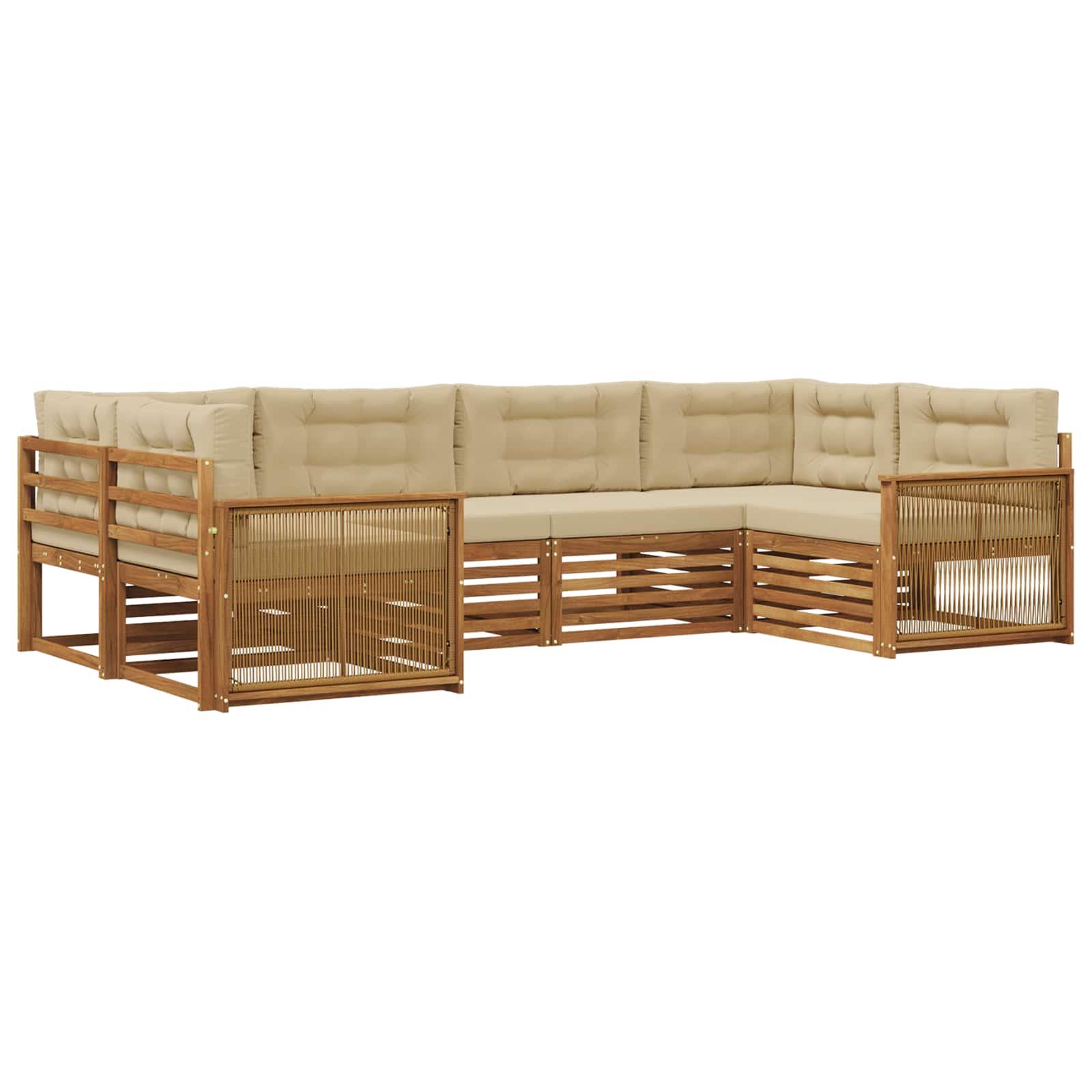 Udendørs sofagruppe med pude 6 stk Naturlig og Beige