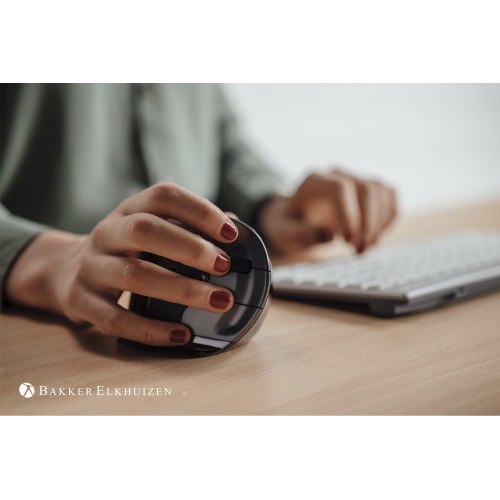 BakkerElkhuizen Evoluent D Large trådløs ergonomisk mus - højrehånd, sort