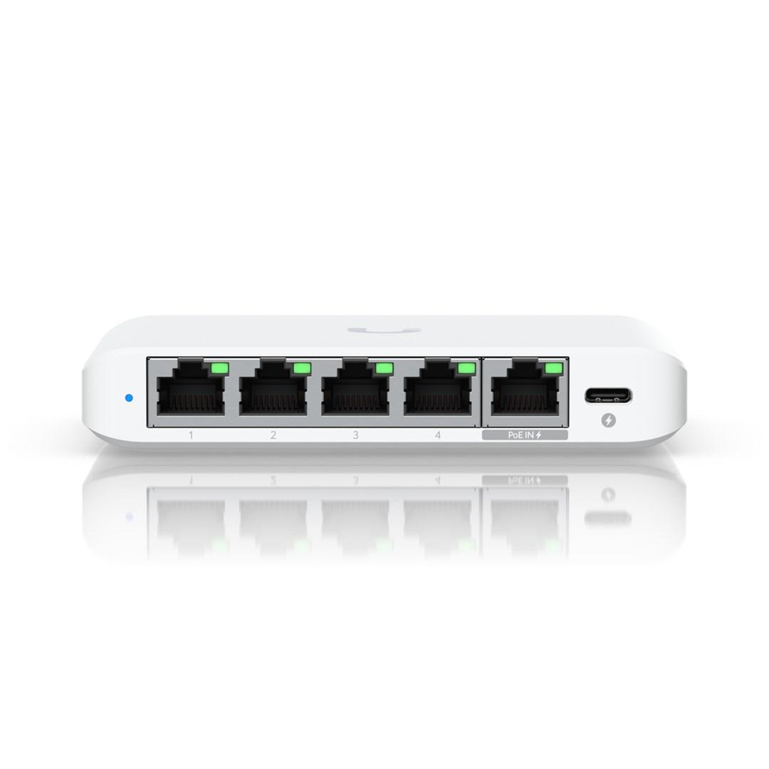 Ubiquiti UniFi Flex Mini 2.5G - administreret PoE switch, 5x 2,5G Ethernet, desktop - hvid