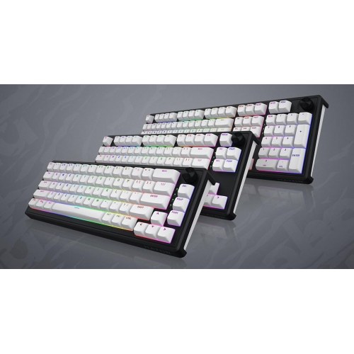 Skyfall Wireless 80 gamingtastatur - USB, RF og Bluetooth 5.3, 80%, RGB, sort/hvid
