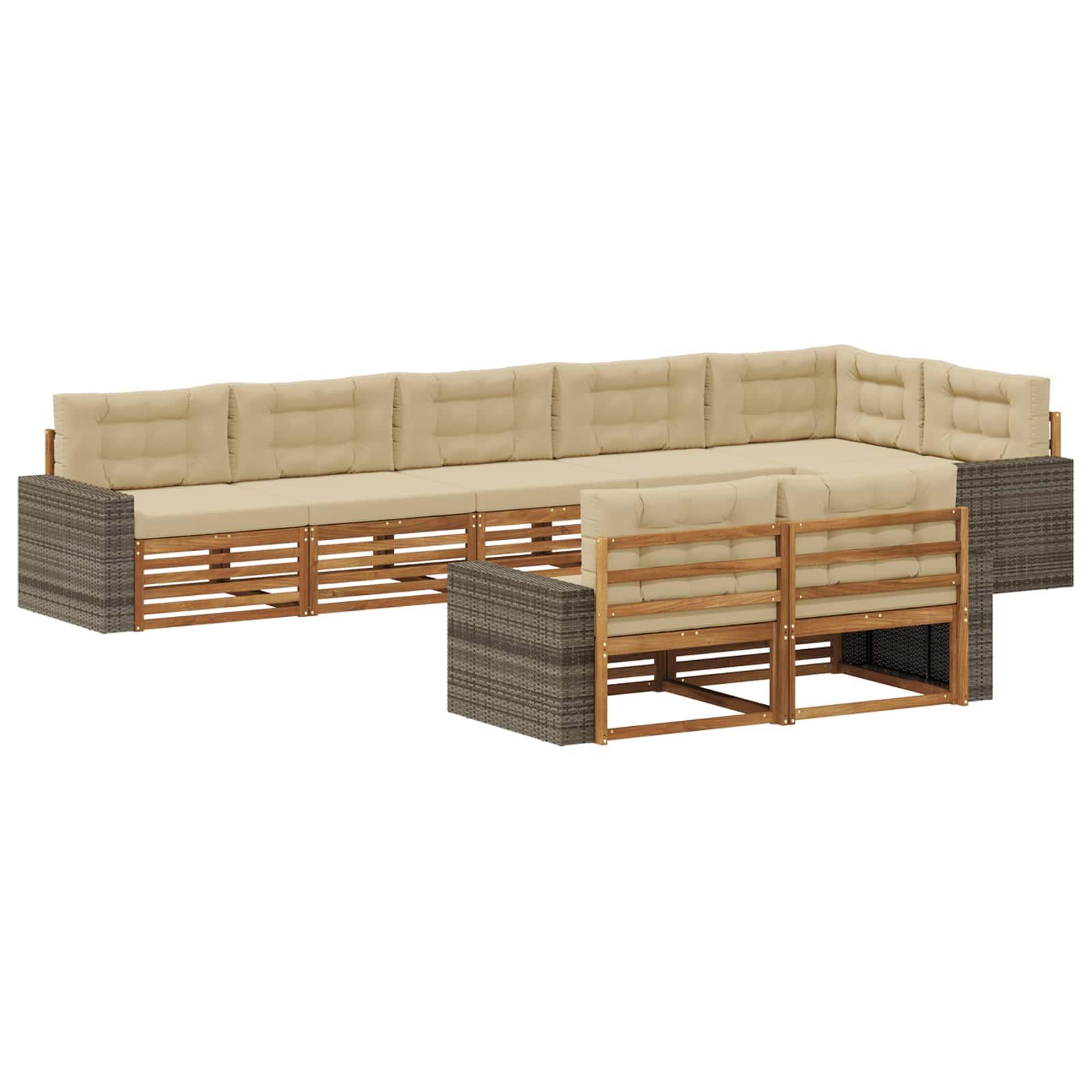 Udendørs sofagruppe med pude 8 stk Naturlig og Beige