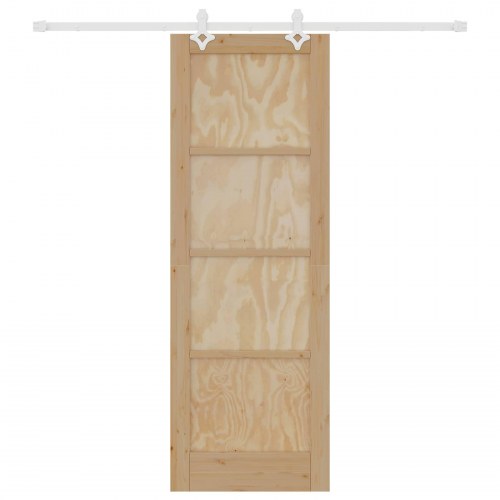 Skydedør Natur og hvid 73,5 x 211 cm Massivt fyrretræ