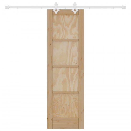 Skydedør Natur og hvid 61 x 198,5 cm Massivt fyrretræ