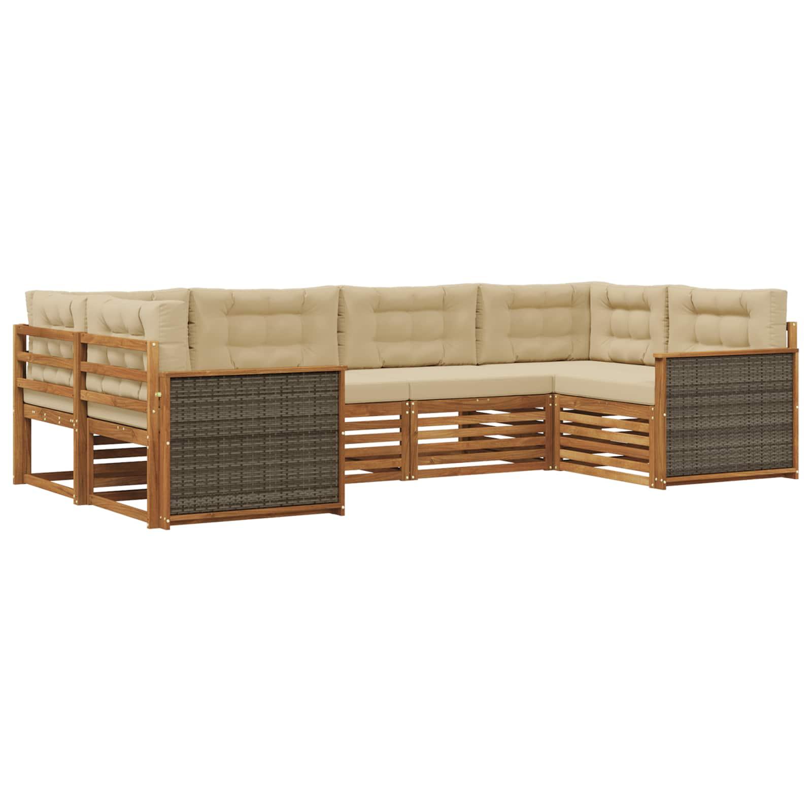 Udendørs sofagruppe med pude 6 stk Naturlig og Beige