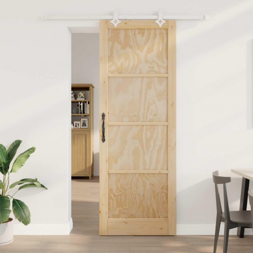 Skydedør Natur og hvid 83 x 232 cm Massivt fyrretræ