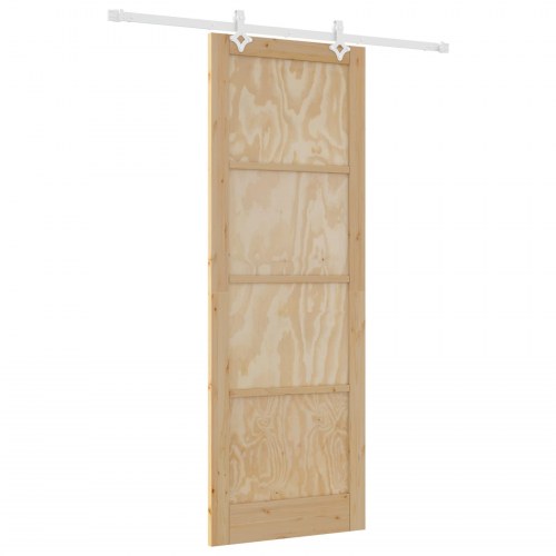 Skydedør Natur og hvid 83 x 232 cm Massivt fyrretræ