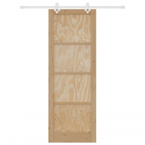 Skydedør Natur og hvid 83 x 232 cm Massivt fyrretræ