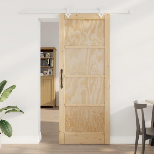 Skydedør Natur og hvid 83 x 211 cm Massivt fyrretræ