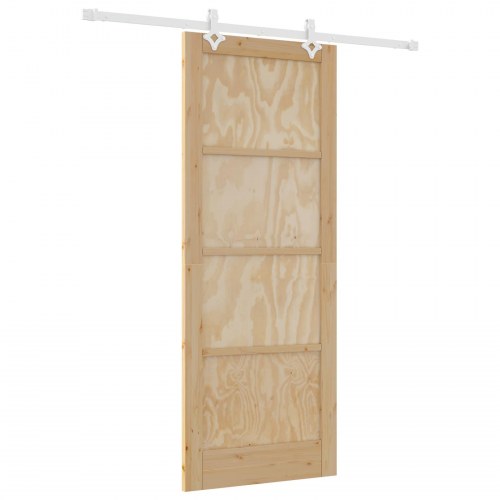 Skydedør Natur og hvid 83 x 211 cm Massivt fyrretræ