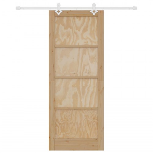 Skydedør Natur og hvid 83 x 211 cm Massivt fyrretræ
