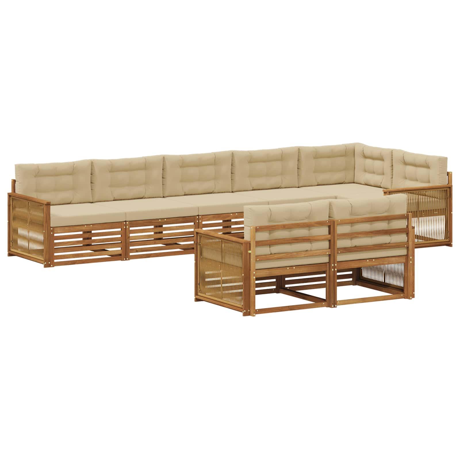 Udendørs sofagruppe med pude 8 stk Naturlig og Beige