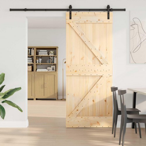 Skydedør NARVIK Naturfarvet og sort 85 x 210 cm (213,5 cm)
