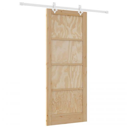 Skydedør Natur og hvid 83 x 202 cm Massivt fyrretræ