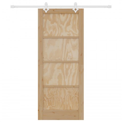 Skydedør Natur og hvid 83 x 202 cm Massivt fyrretræ