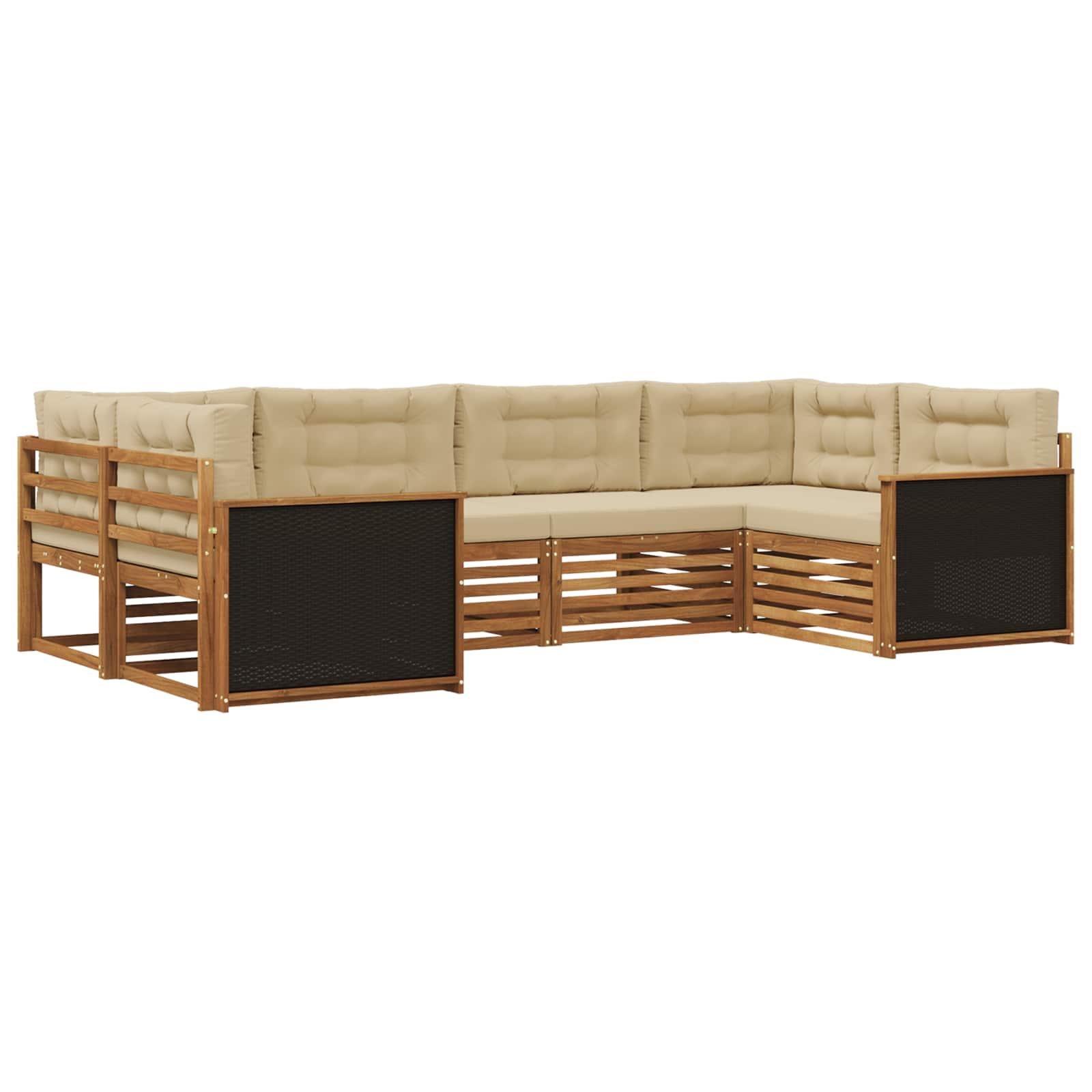 Udendørs sofagruppe med pude 6 stk Naturlig og Beige