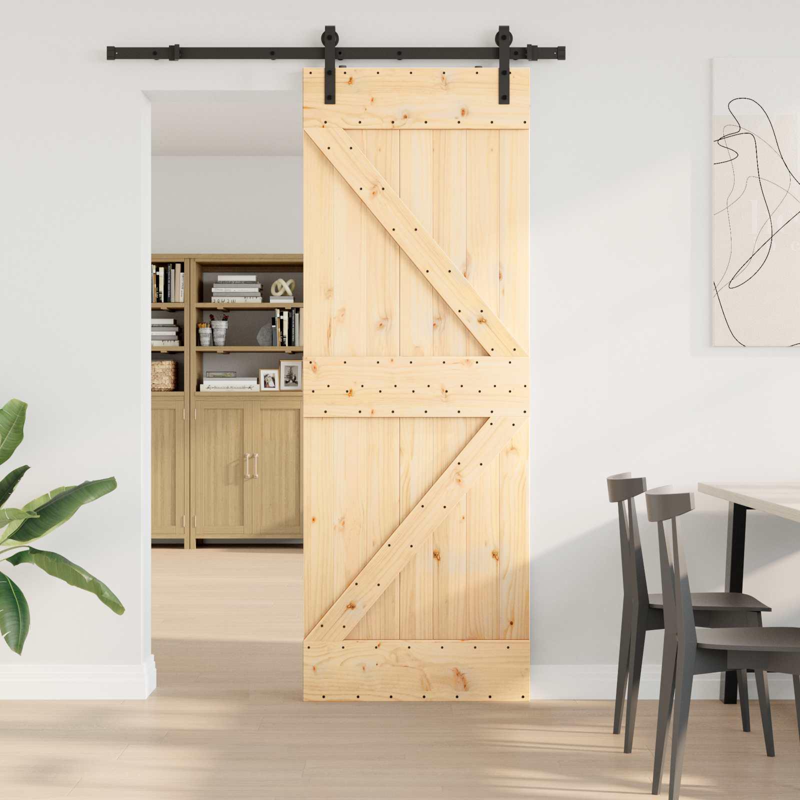 Skydedør NARVIK Naturfarvet og sort 70 x 210 cm (152,5 cm)
