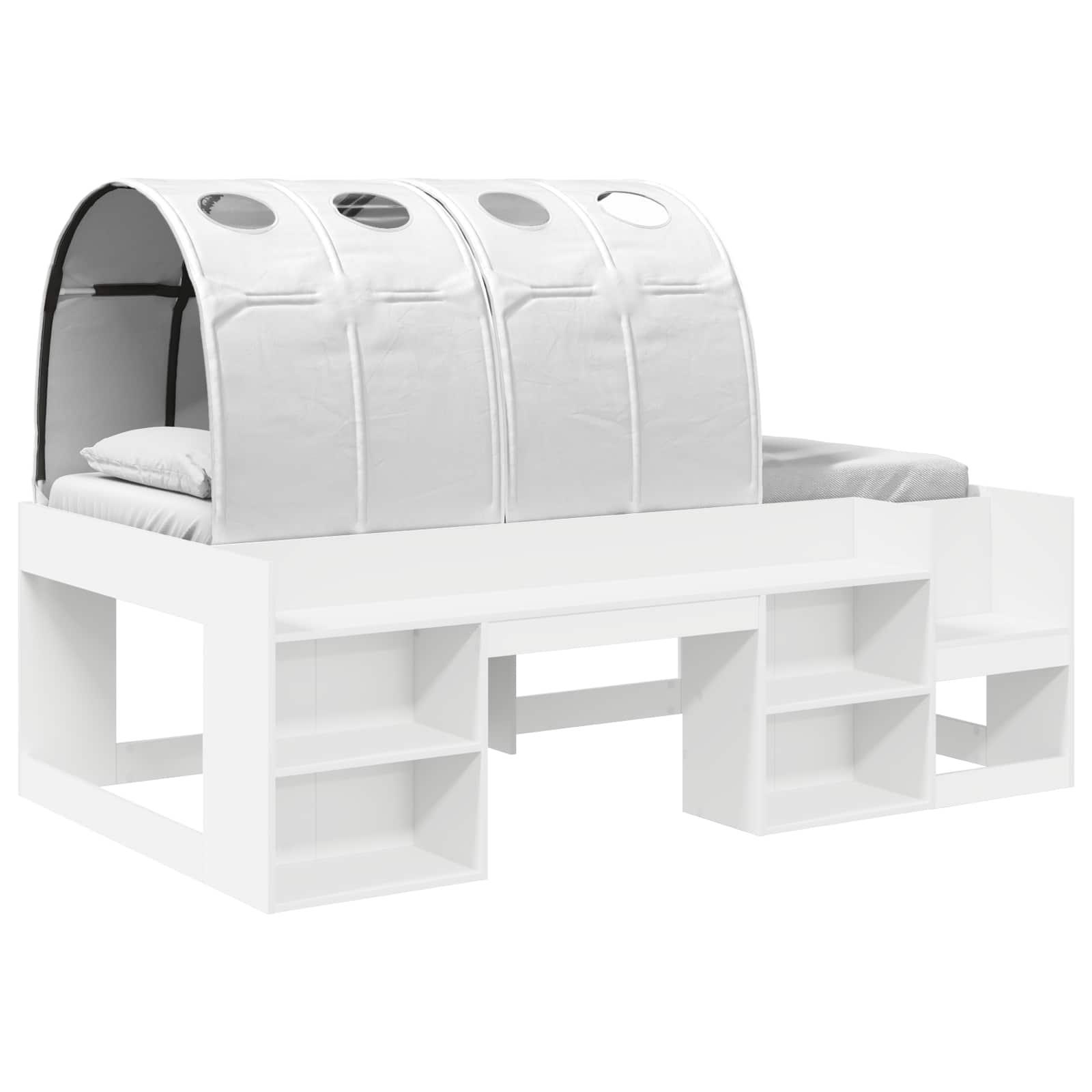 Børns høj sengestel med opbevaring Hvid Konstrueret træ