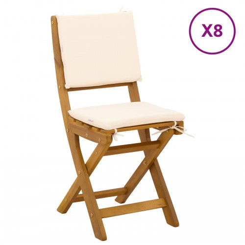 Udendørs Bistro Stole med pude 8 stk Cremehvid 38 x 46 x 85 cm