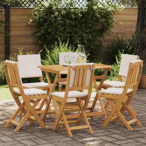 Udendørs Bistro Stole med pude 6 stk Cremehvid 38 x 46 x 85 cm