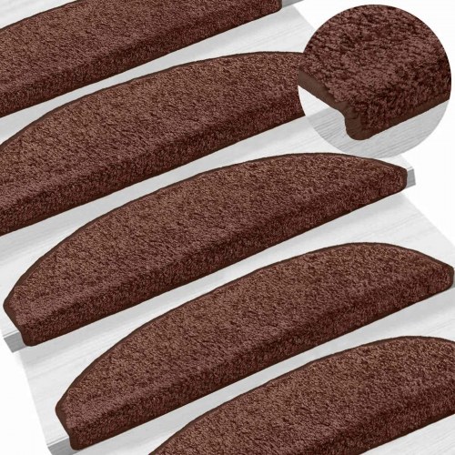 Selvklæbende Trappemåtter 15 stk Brun 80 x 24,5 x 3,5 cm