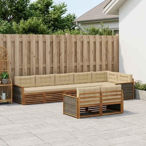 Udendørs sofagruppe med pude 8 stk Naturlig og Beige