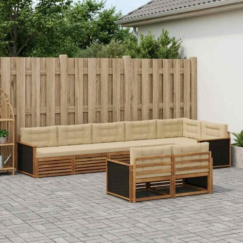Udendørs sofagruppe med pude 8 stk Naturlig og Beige