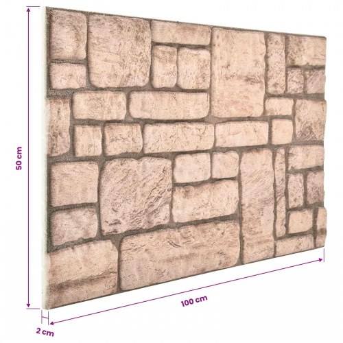 Vægpaneler 10 stk Beige 100 x 50 cm EPS Skum