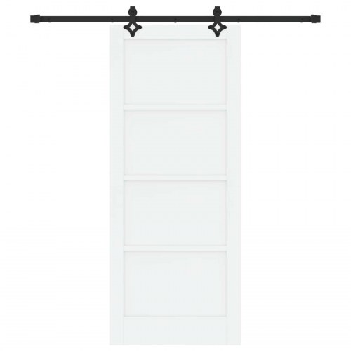 Skydedør Hvid og sort 83 x 202 cm Massivt fyrretræ