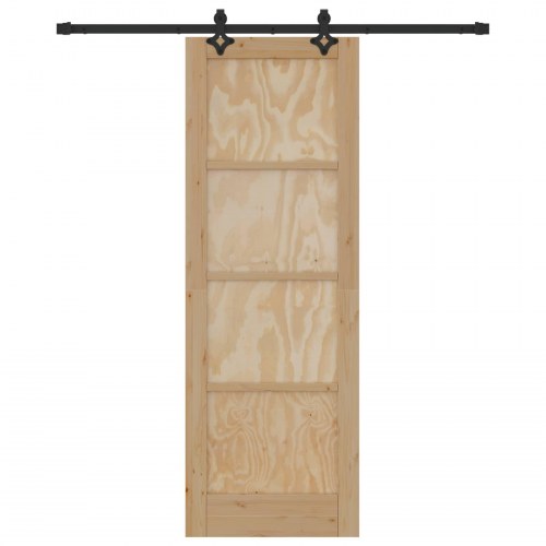 Skydedør Naturfarvet og sort 73,5 x 211 cm Massivt fyrretræ