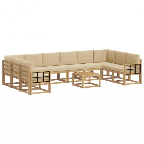 Udendørs sofagruppe med pude 11 stk Hvid og Beige
