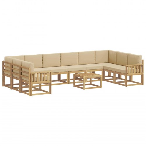 Udendørs sofagruppe med pude 11 stk Hvid og Beige
