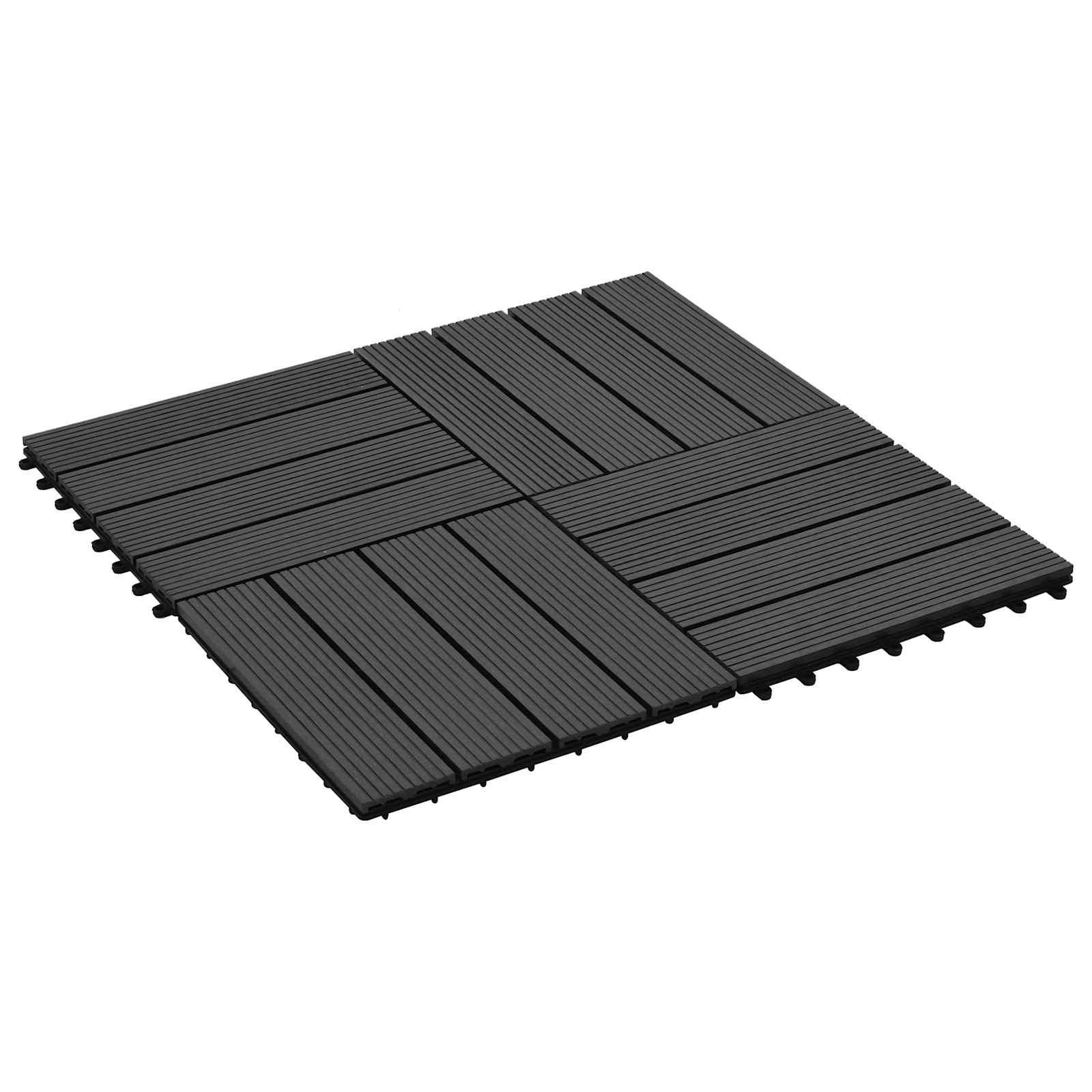 Terrasse Flise 22 stk Sort 30 x 30 cm WPC