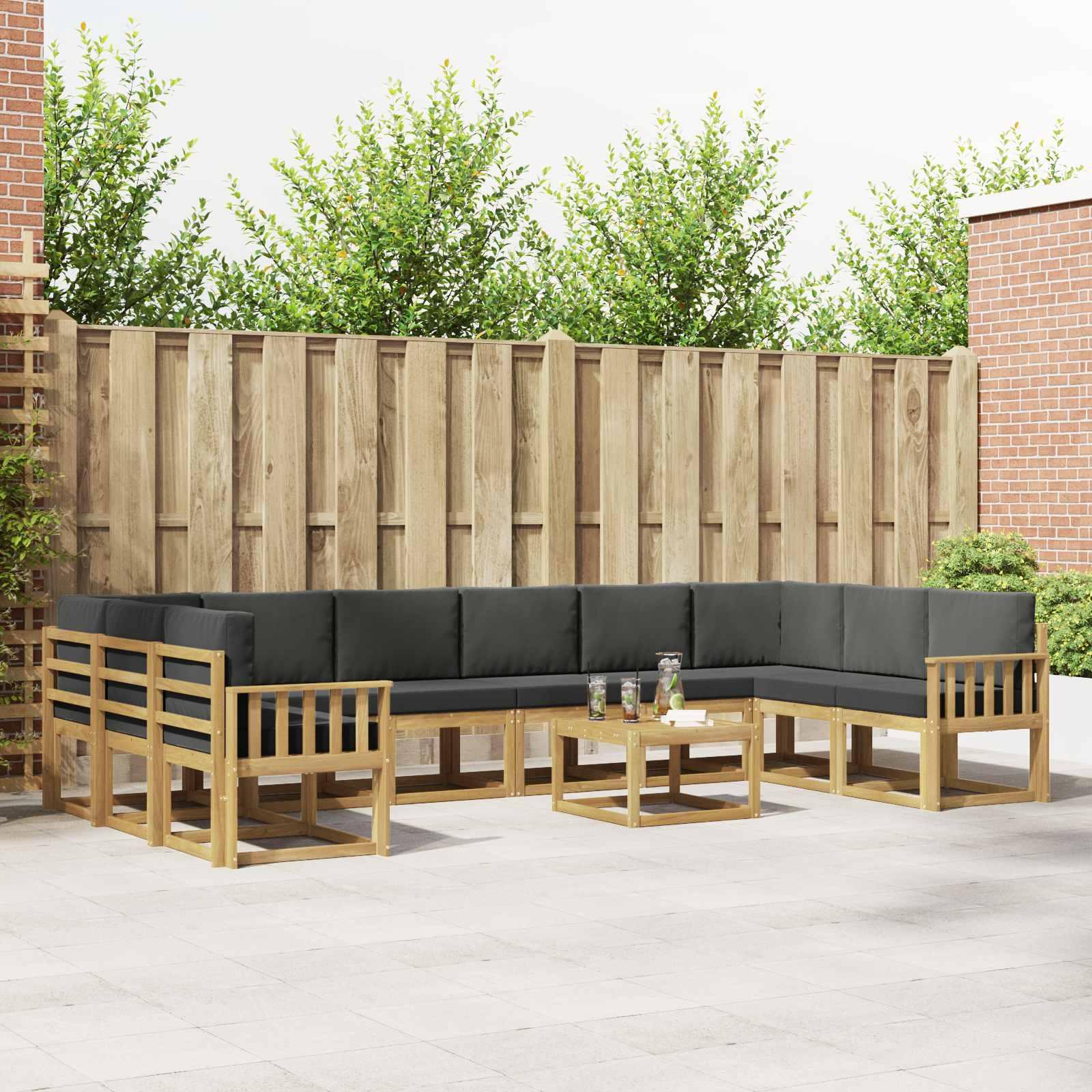 Udendørs sofagruppe med pude 11 stk Hvid og antracit