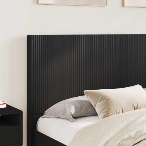 Sengestel med opbevaring og hovedgærde Sort 135 x 190 cm