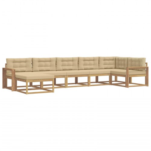 Udendørs sofagruppe med pude 7 stk Hvid og Beige