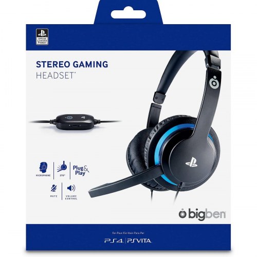 Nacon BIGBEN Communicator gaming-headset med mikrofon - sort/blå (PS4, 3,5 mm) (OUTLET A)