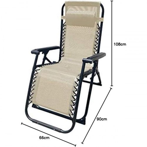 Marbueno Polstret campingstol/solstol - beige, foldbar nul-tyngdekraft (OUTLET D)