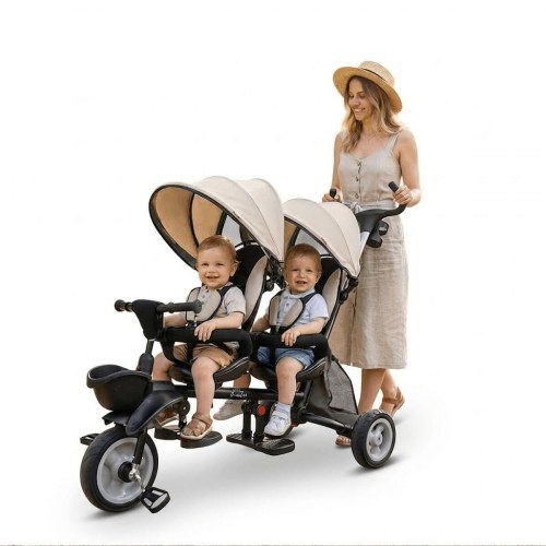 Ociotrends trehjulet tvillingecykel - beige PVC (OUTLET D)