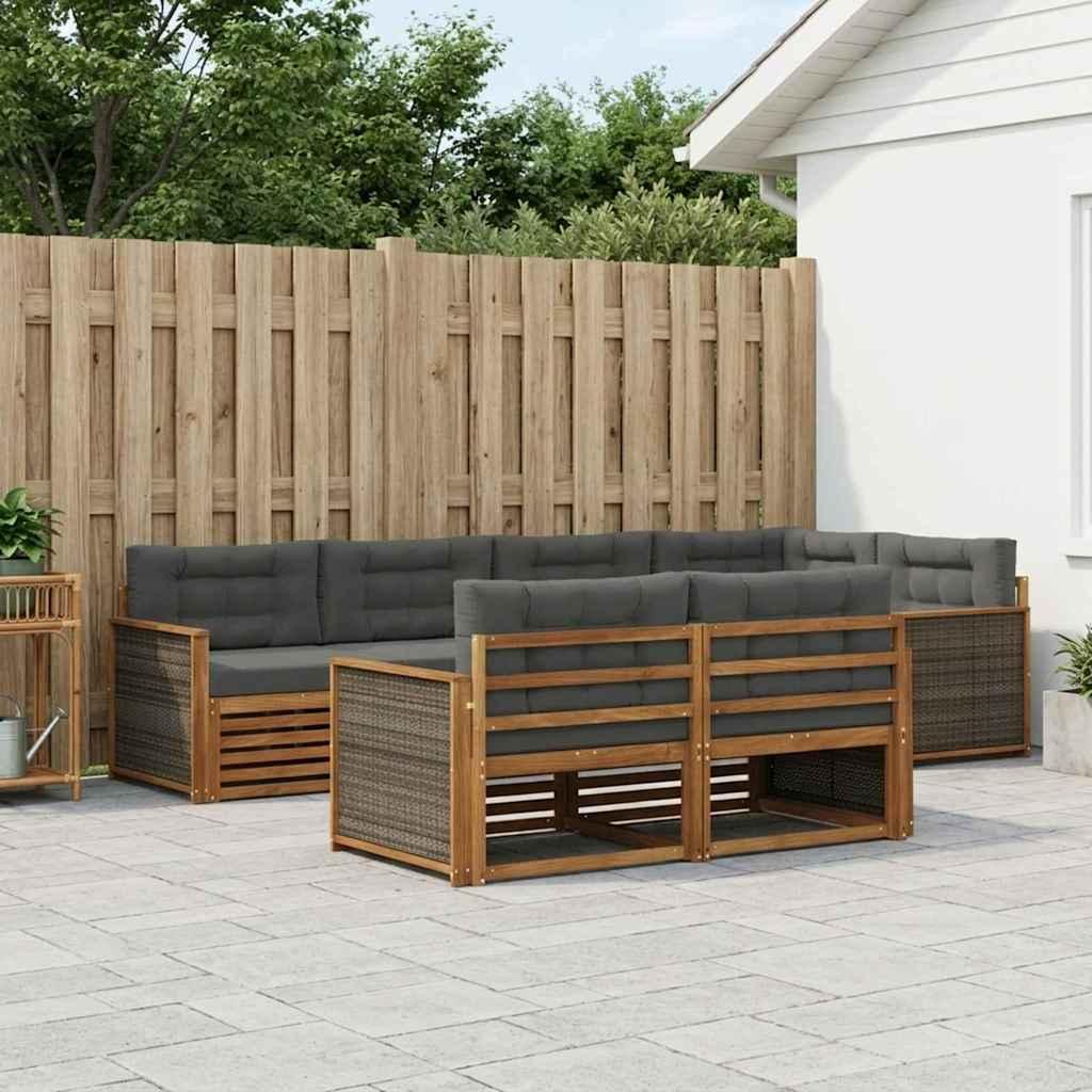 Udendørs sofagruppe med pude 7 stk Naturlig og Antracit