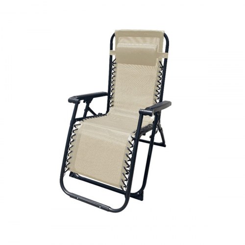 Marbueno Polstret campingstol/solstol - Beige, foldbar nul-tyngdekraft (OUTLET A)