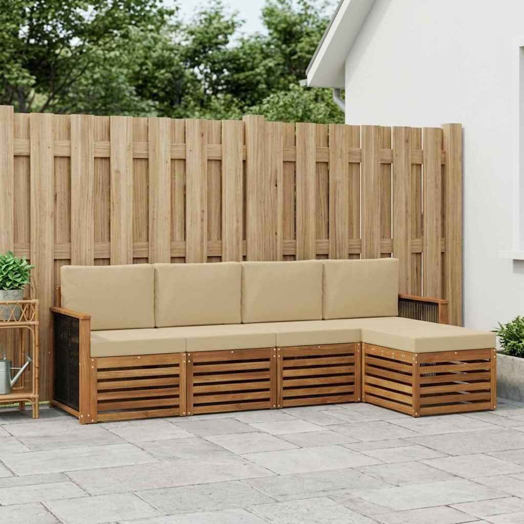 Udendørs sofagruppe med pude 5 stk Naturlig og Beige