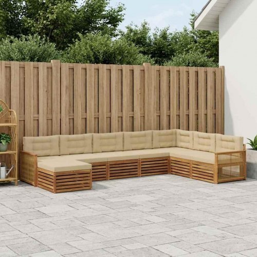 Udendørs sofagruppe med pude 8 stk Naturlig og Beige