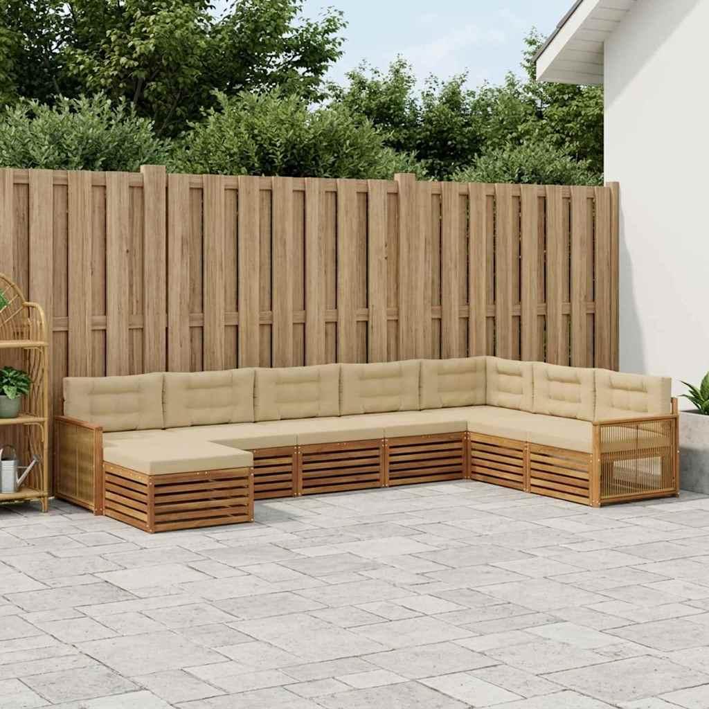 Udendørs sofagruppe med pude 8 stk Naturlig og Beige