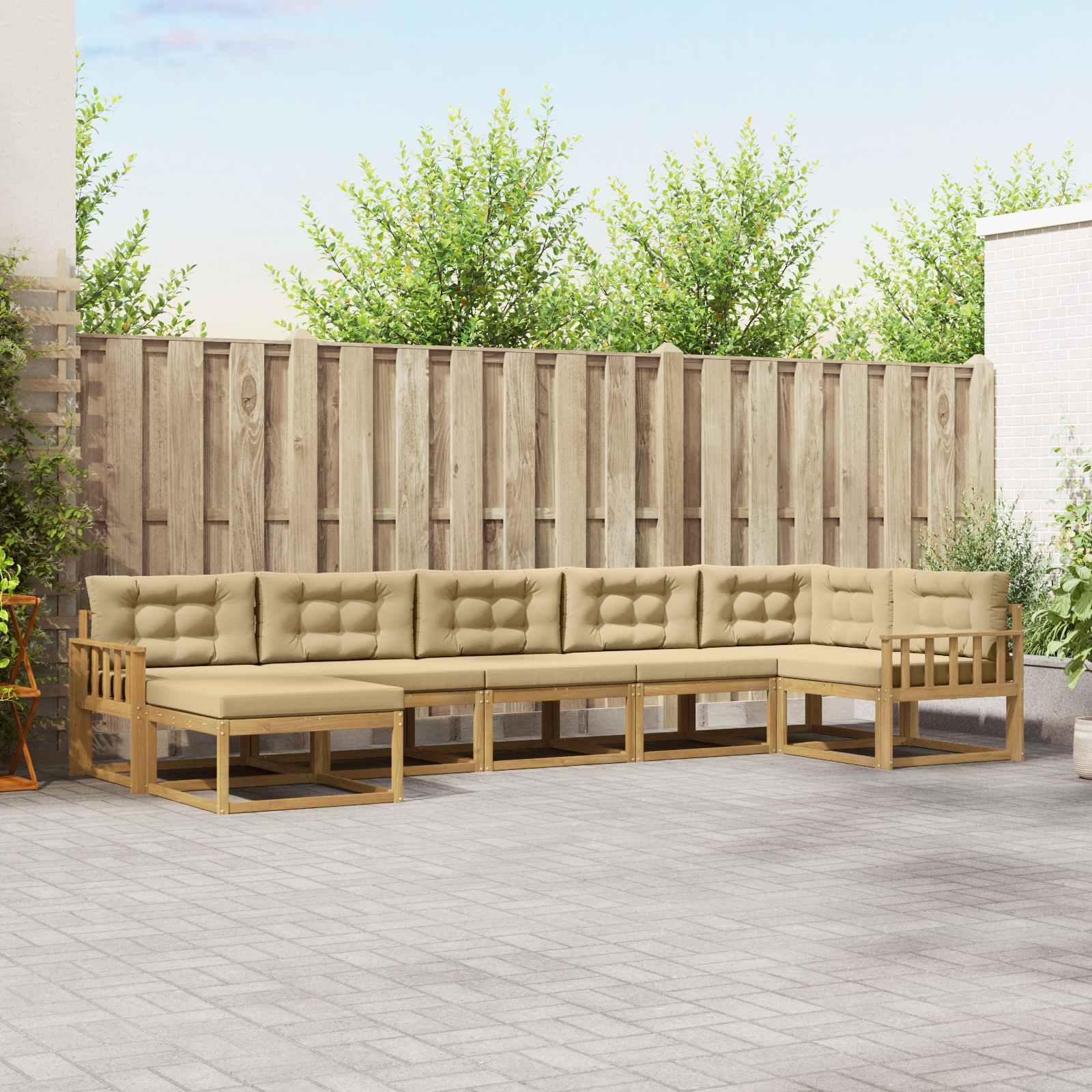 Udendørs sofagruppe med pude 7 stk Hvid og Beige