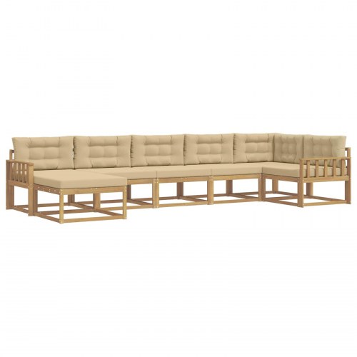 Udendørs sofagruppe med pude 7 stk Hvid og Beige