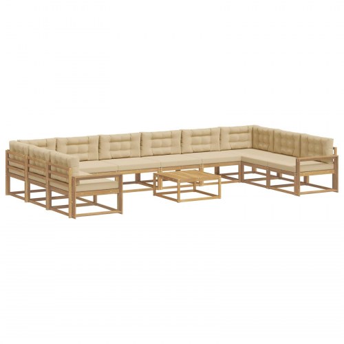 Udendørs sofagruppe med pude 11 stk Hvid og Beige