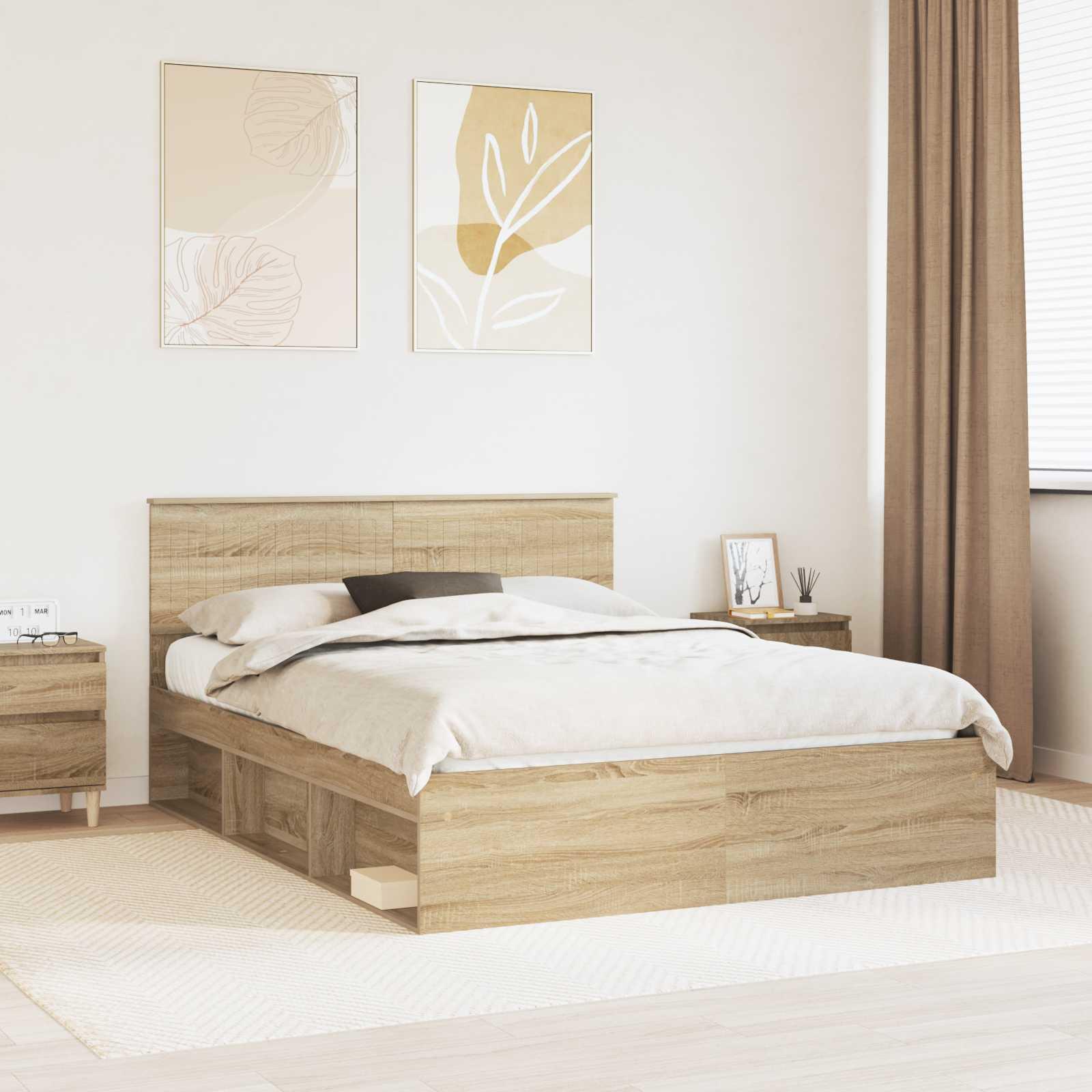 Sengestel med hovedgærde Sonoma eg 150 x 200 cm Massiv fyrretræ