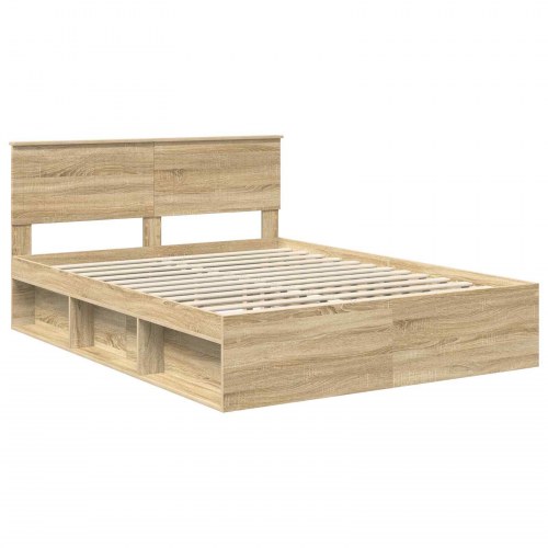 Sengestel med hovedgærde Sonoma eg 150 x 200 cm Massiv fyrretræ